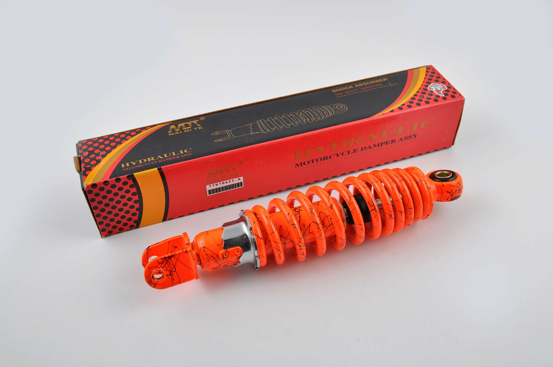Амортизатор JOG 250mm, регулируемый (оранжевый +паутина) NDT
