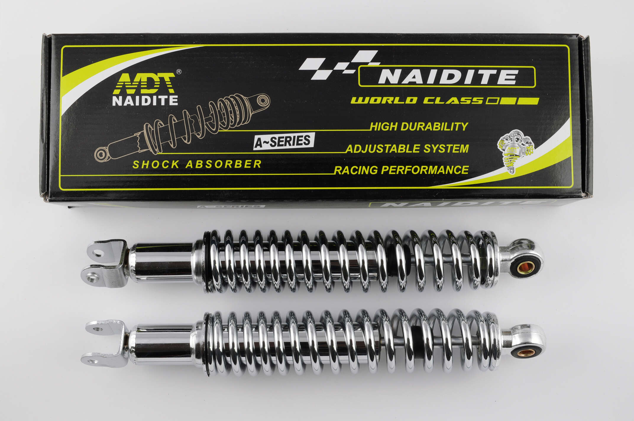 Амортизаторы (пара) GY6, DIO ZX 330mm, стандартные, мягкие (хром) NDT