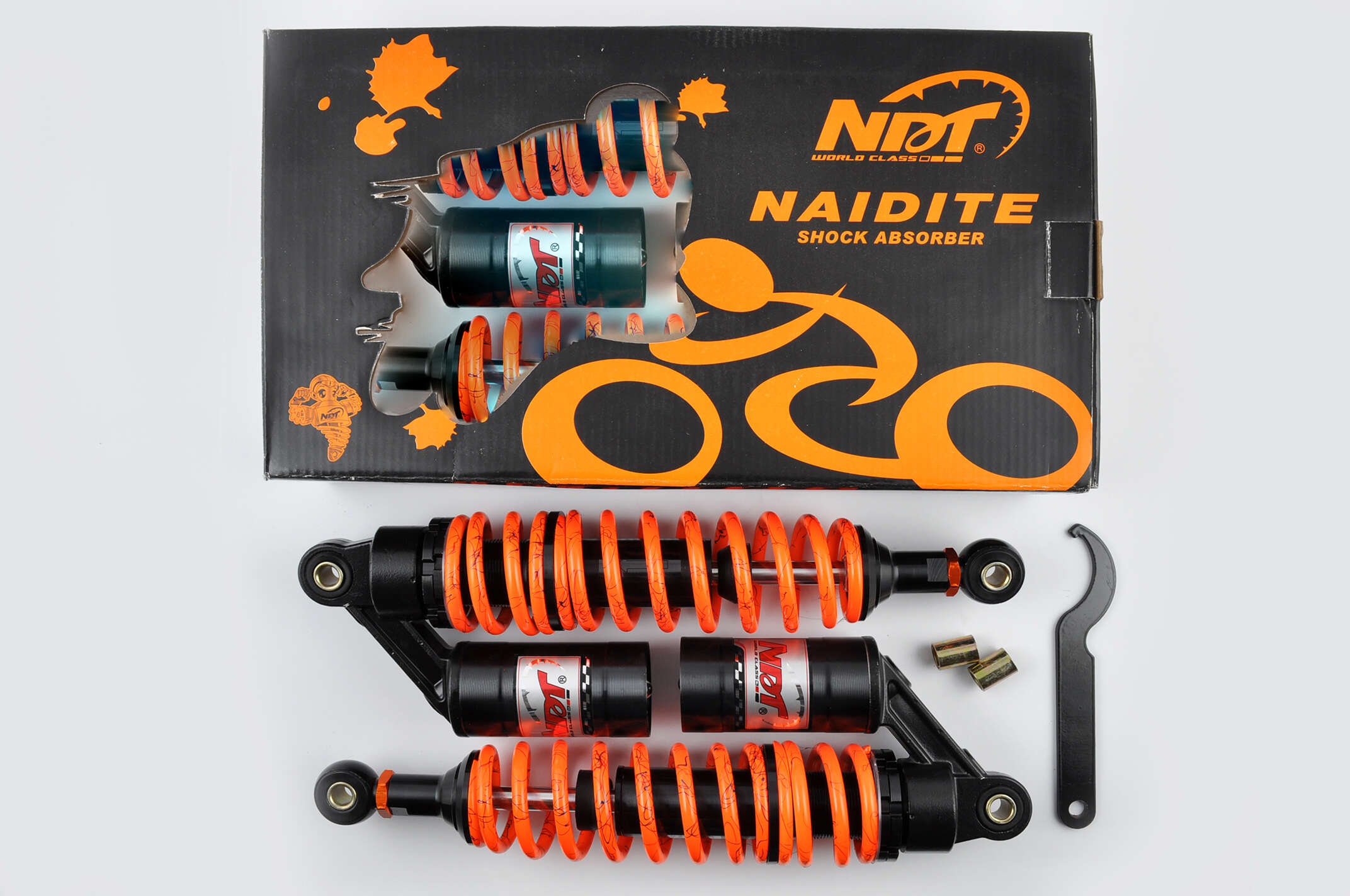 Амортизаторы (пара) Delta 330mm, газомасляные (оранжевые +паутина) NDT