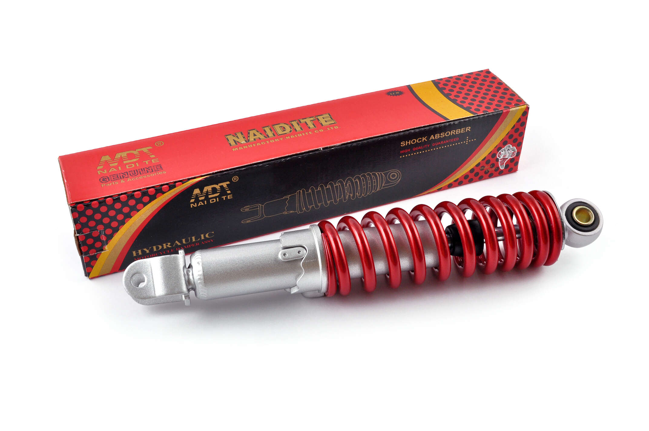 Амортизатор GY6 330mm, регулируемый (красный металлик) NDT