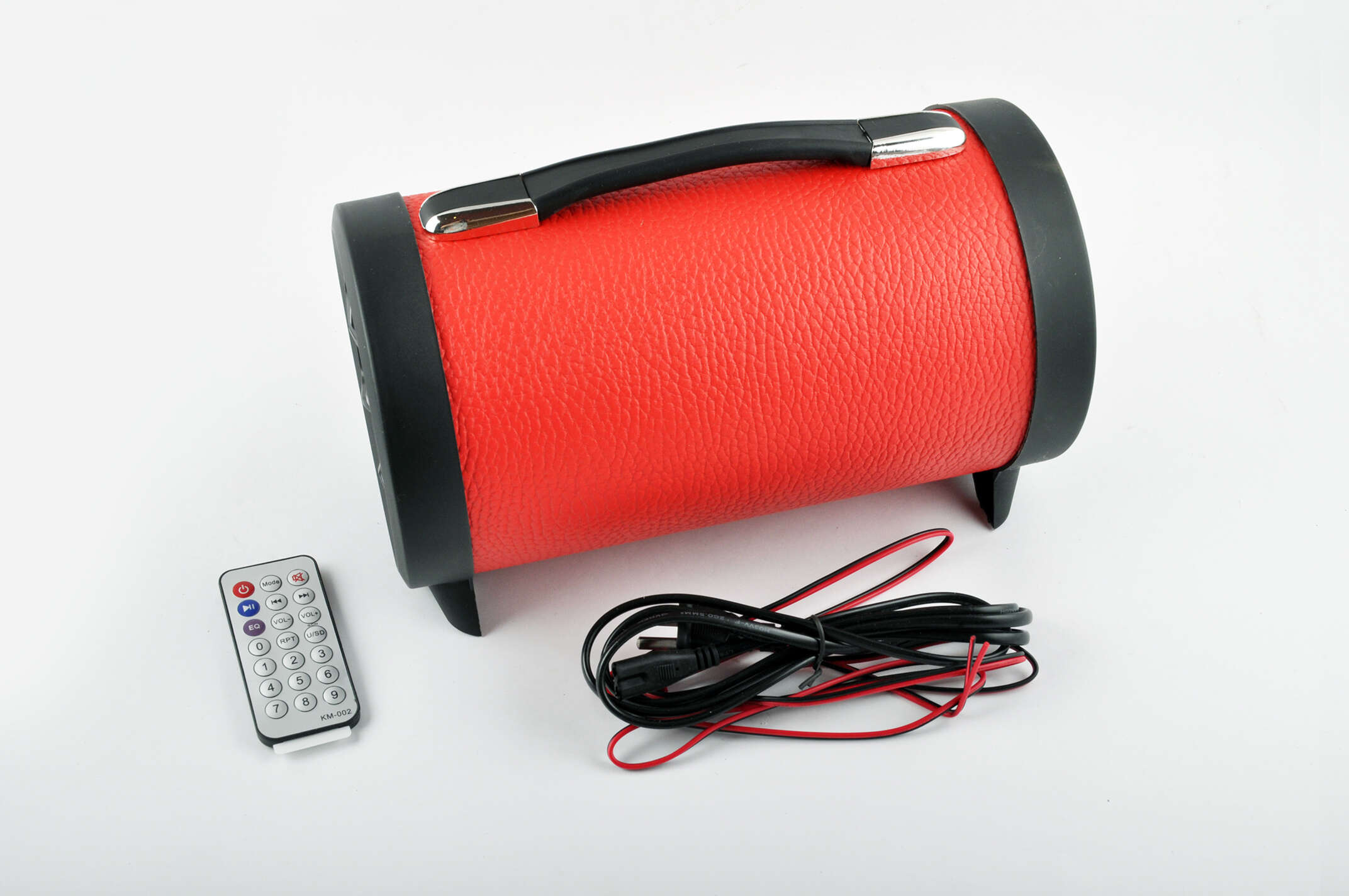 Сабвуфер KAMEILONG mod:KA-75-C-220 (5, красная кожа, 12V/220V/АКБ, MP3/MicroSD/AUX, ПДУ)