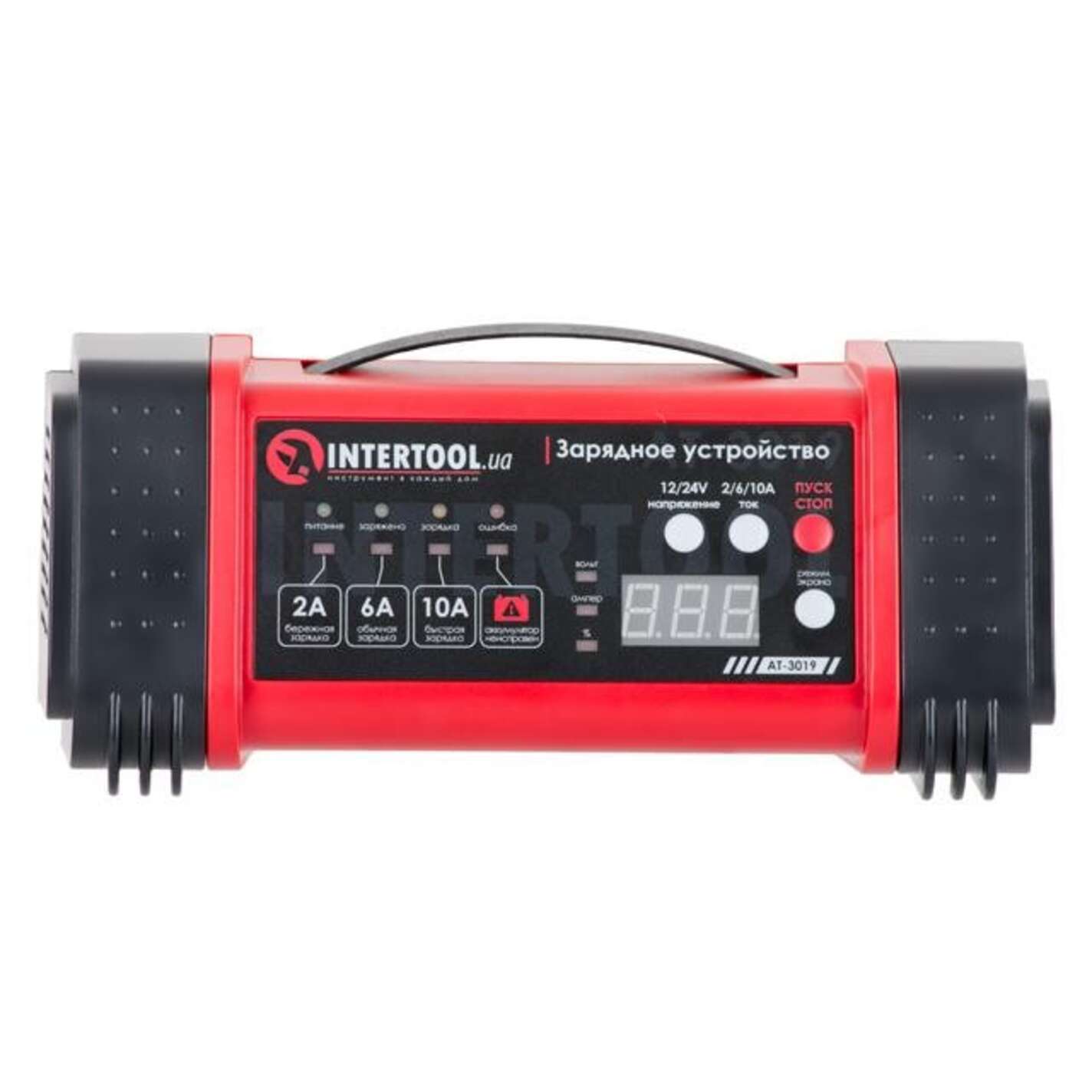 Зарядное устройство 12/24В, 2/6/10А, 2/6A, 230В, дисплей INTERTOOL
