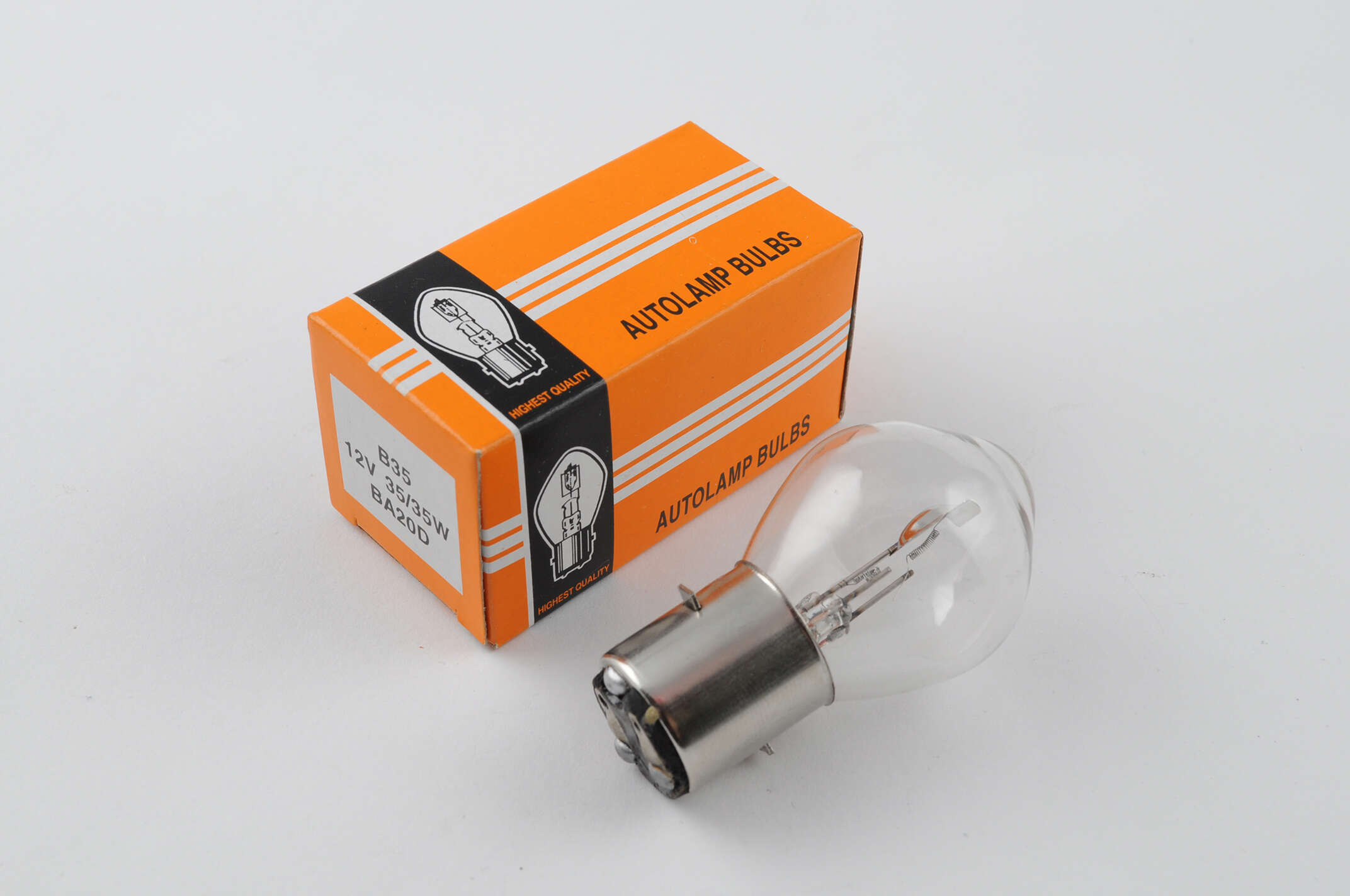 Лампа BA20D (2 уса) 12V 25W/25W (груша) ORANGE BOX