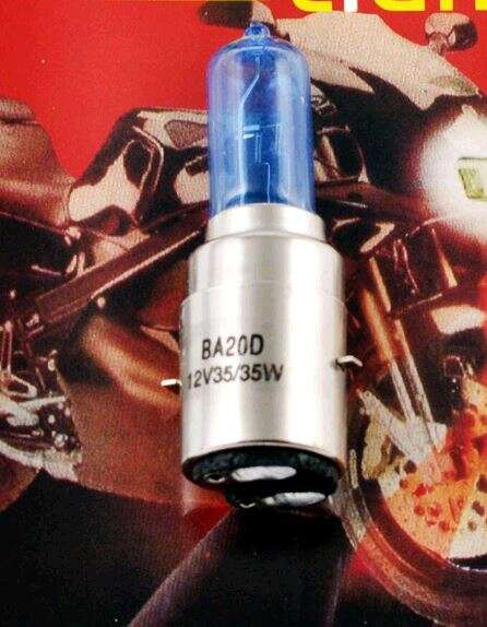 Лампа BA20D (2 уса) 12V 35W/35W (супер синяя, высокая) (блистер) EVO