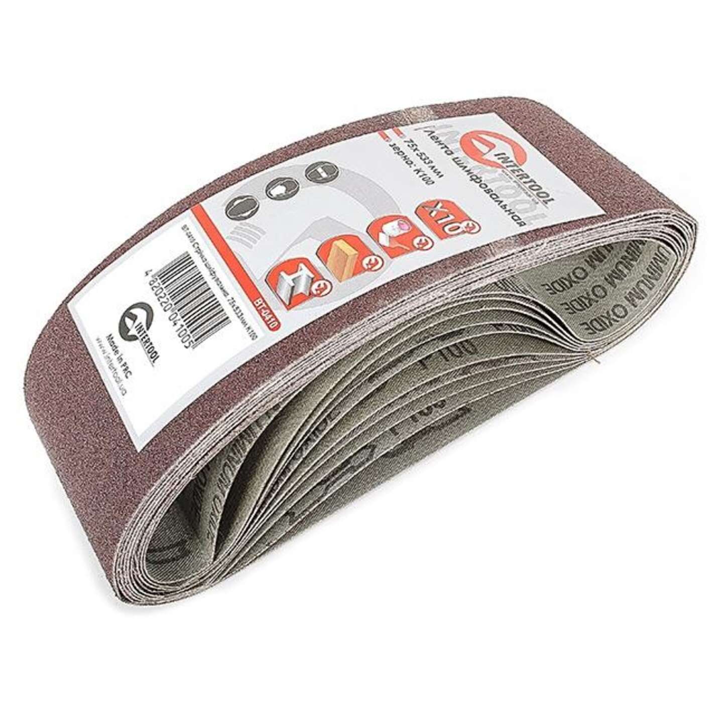 Шлифовальная лента 75 x 533мм, зерно 100 уп.10шт.