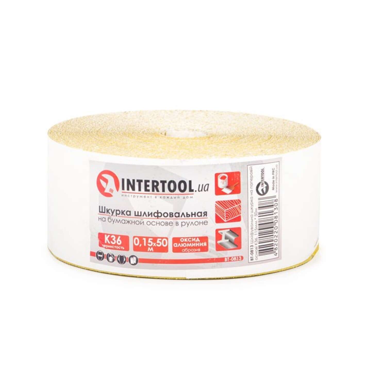 Шлифовальная шкурка на бумажной основе К36, 115мм*50м INTERTOOL