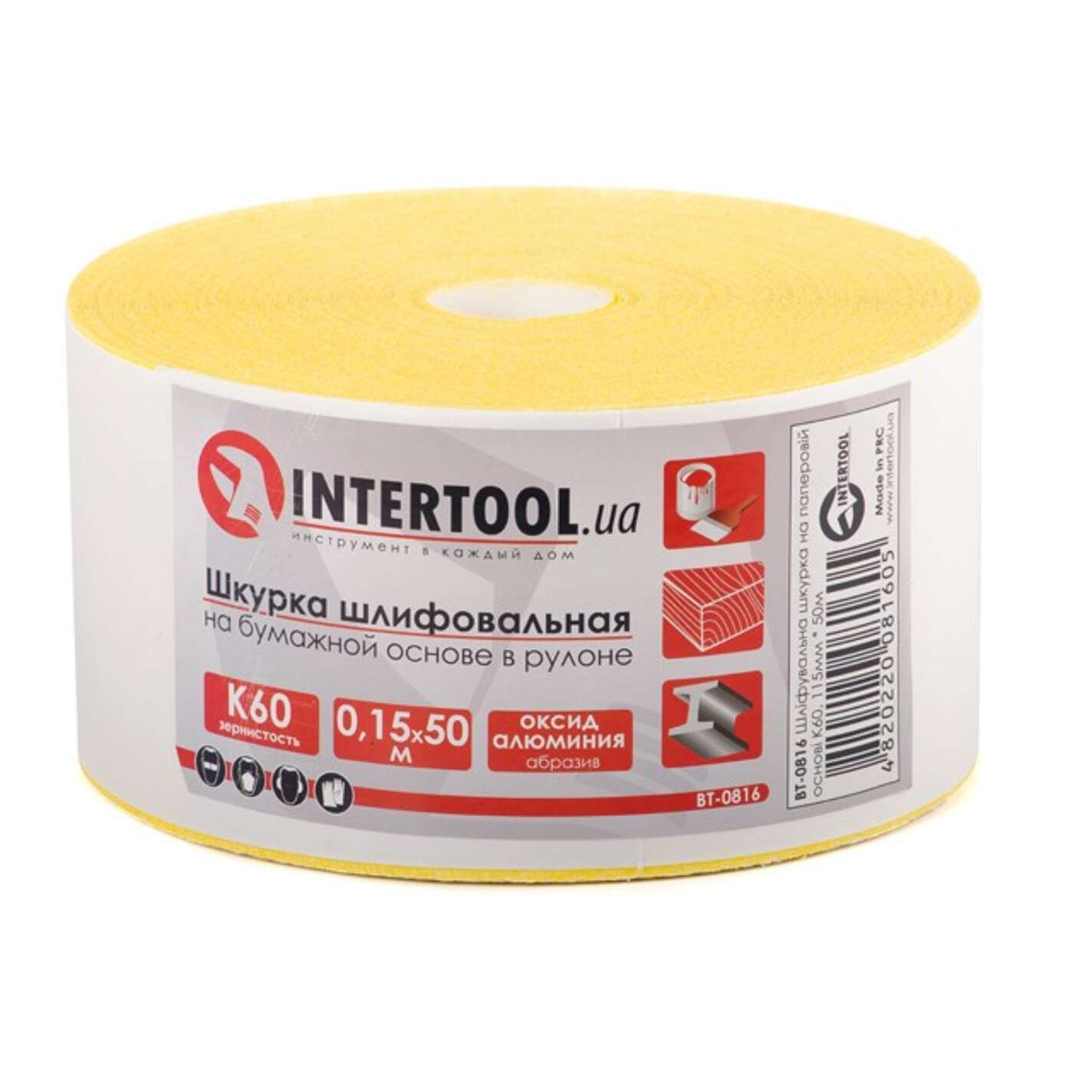 Шлифовальная шкурка на бумажной основе К60, 115мм*50м. INTERTOOL