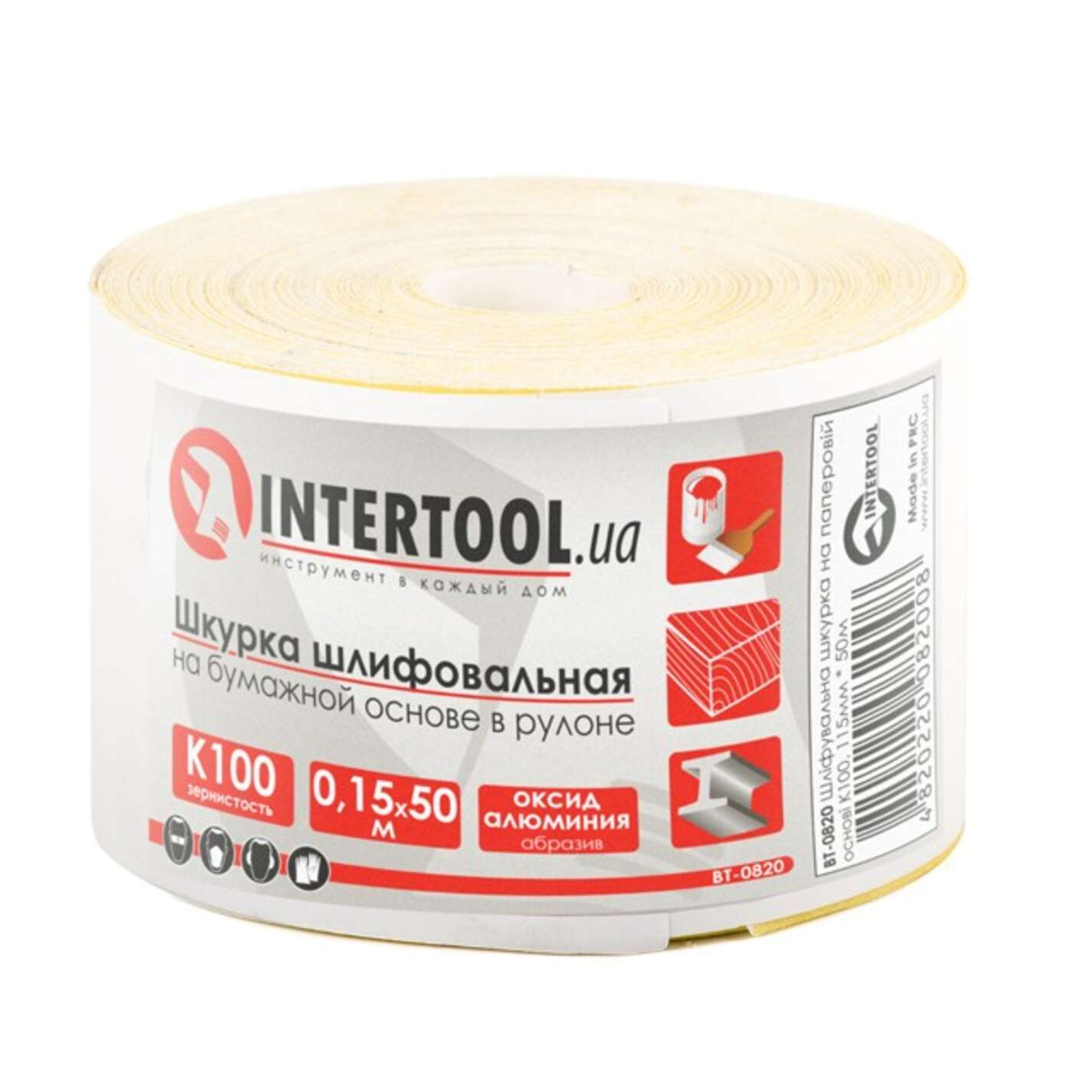 Шлифовальная шкурка на бумажной основе К100, 115мм*50м. INTERTOOL
