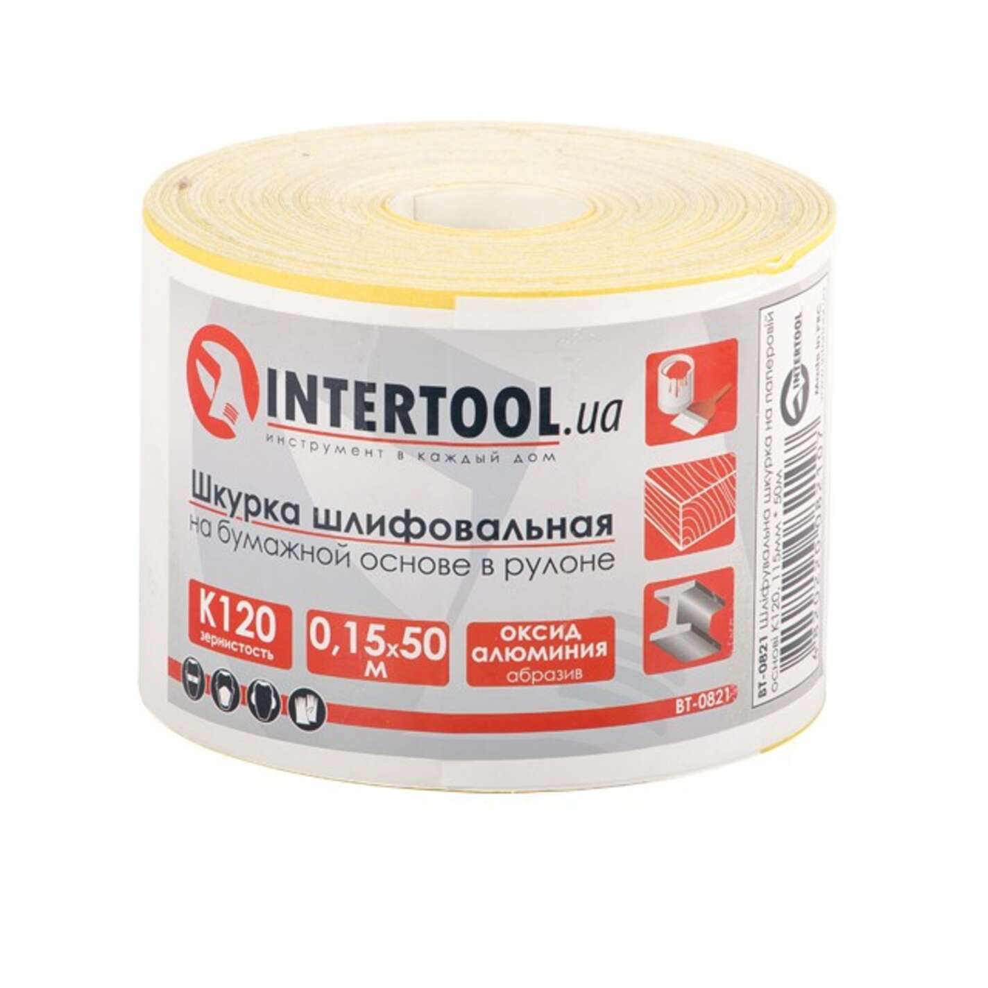 Шлифовальная шкурка на бумажной основе К120, 115мм*50м. INTERTOOL
