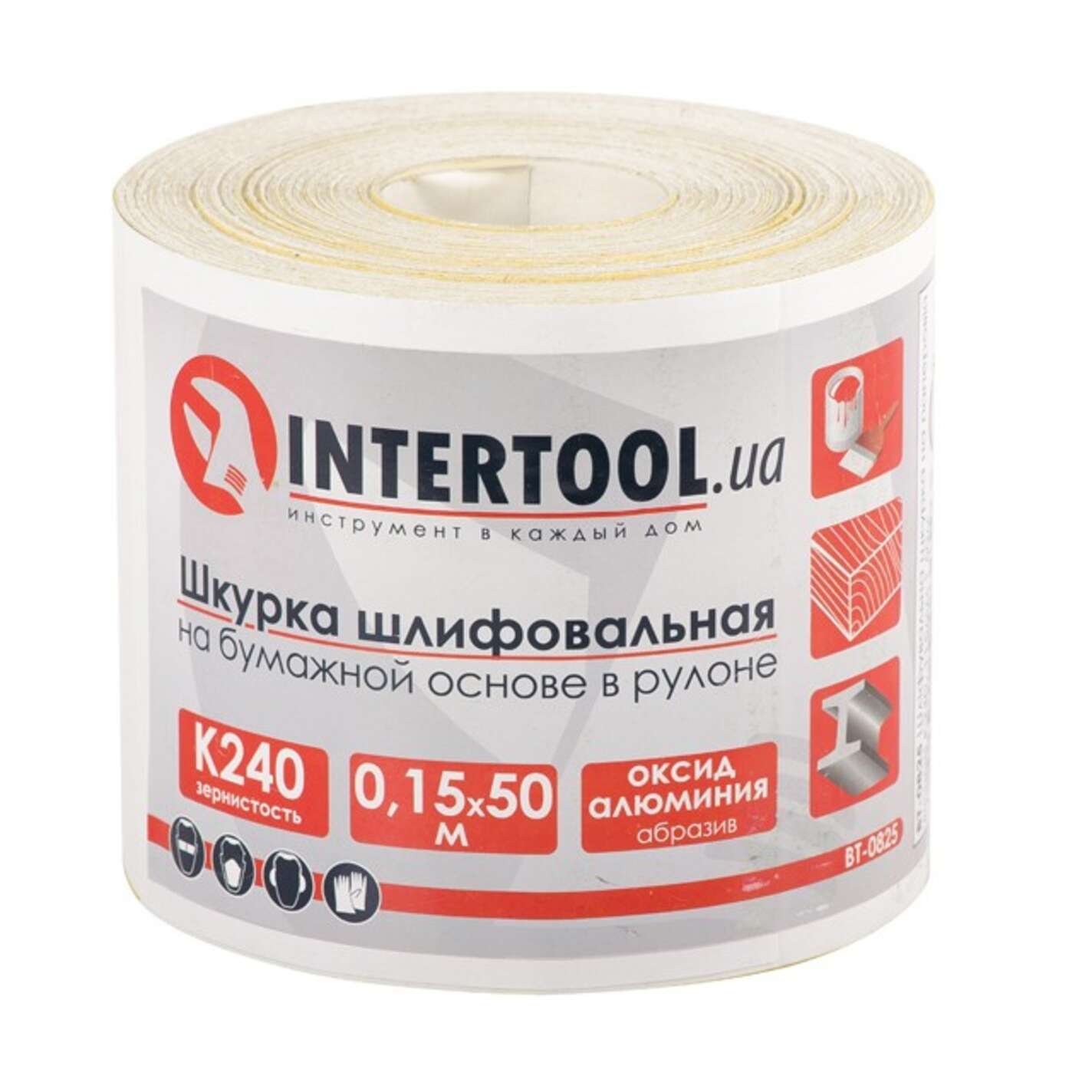 Шлифовальная шкурка на бумажной основе К240, 115мм*50м. INTERTOOL