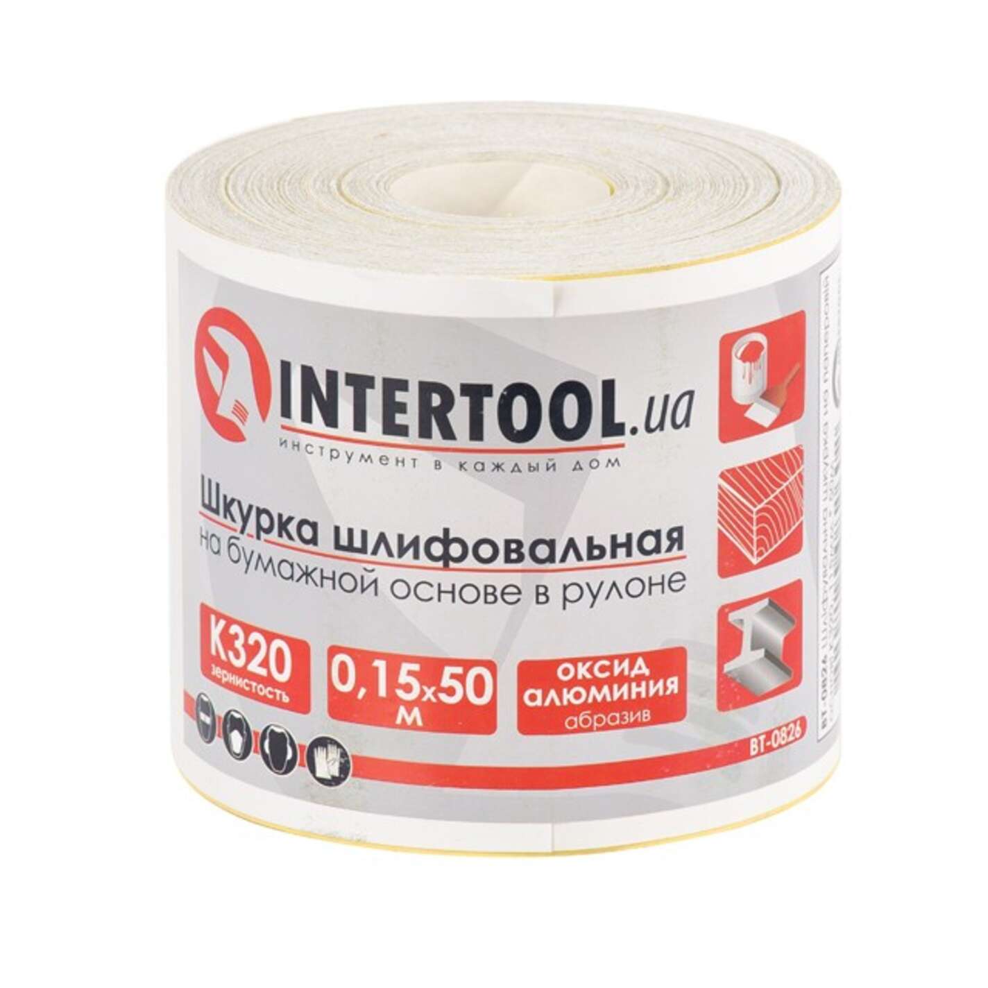 Шлифовальная шкурка на бумажной основе К320, 115мм*50м. INTERTOOL