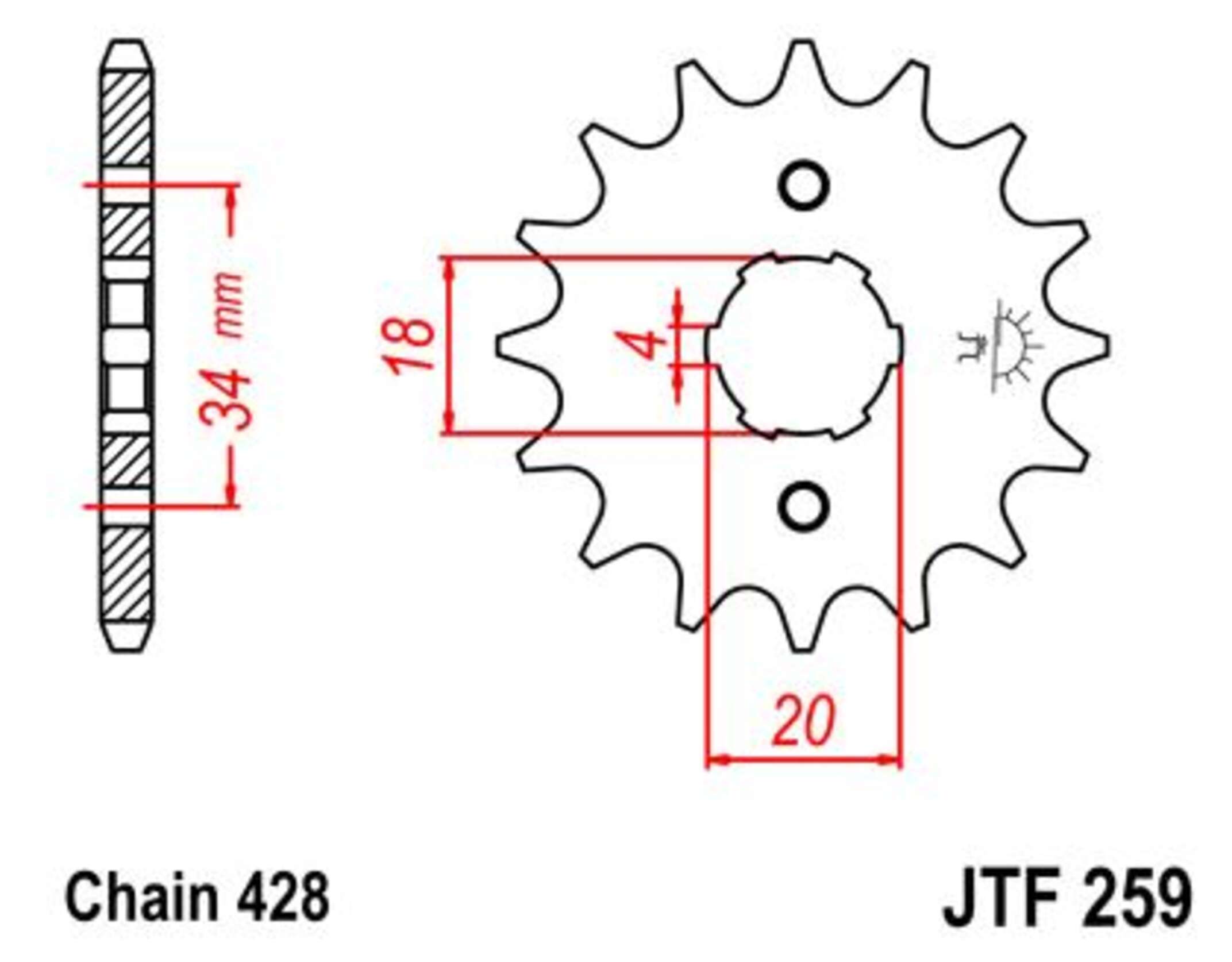 Звезда трансмиссии (передняя) Zongshen ZS200-GS 428-15T JT SPROCKET #JTF259.15