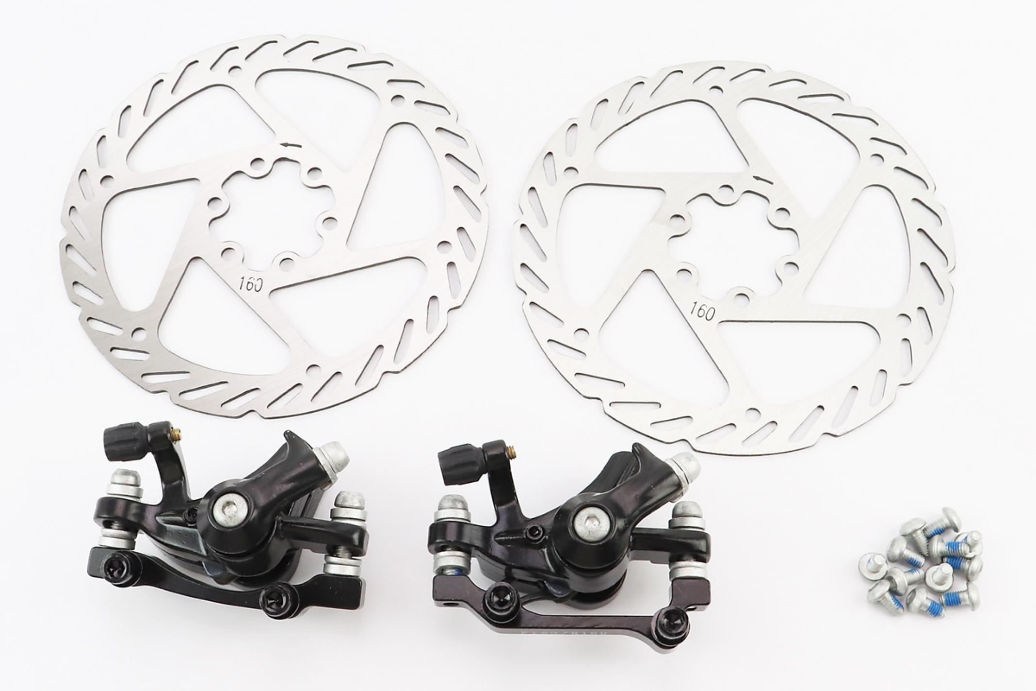 Тормоз Disk-brake передний (F160/R140мм)+задний (F180/R160мм), диски 160мм, крепл. 6 болтов, чёрный DX-2018, тип 2 KS