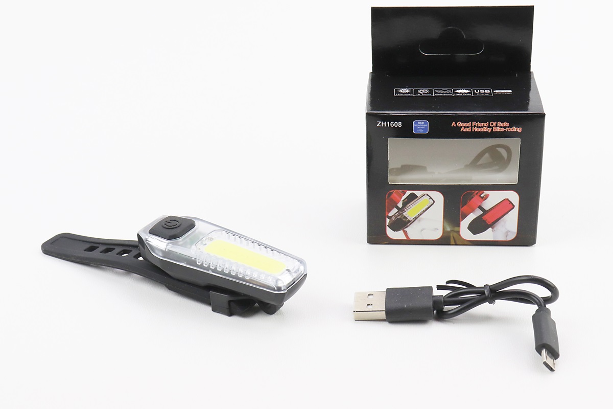 Фонарь передний (в сборе) велосипедный 12 диодов 120 lumen, Li-ion 3.7V 300mAh зарядка от USB, влагозащитный, ZH1608 KS