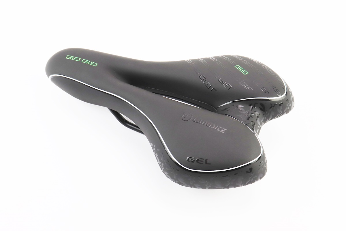 Седло велосипедное MTB 270x160мм, чёрно-бело-зелёное GEL KS