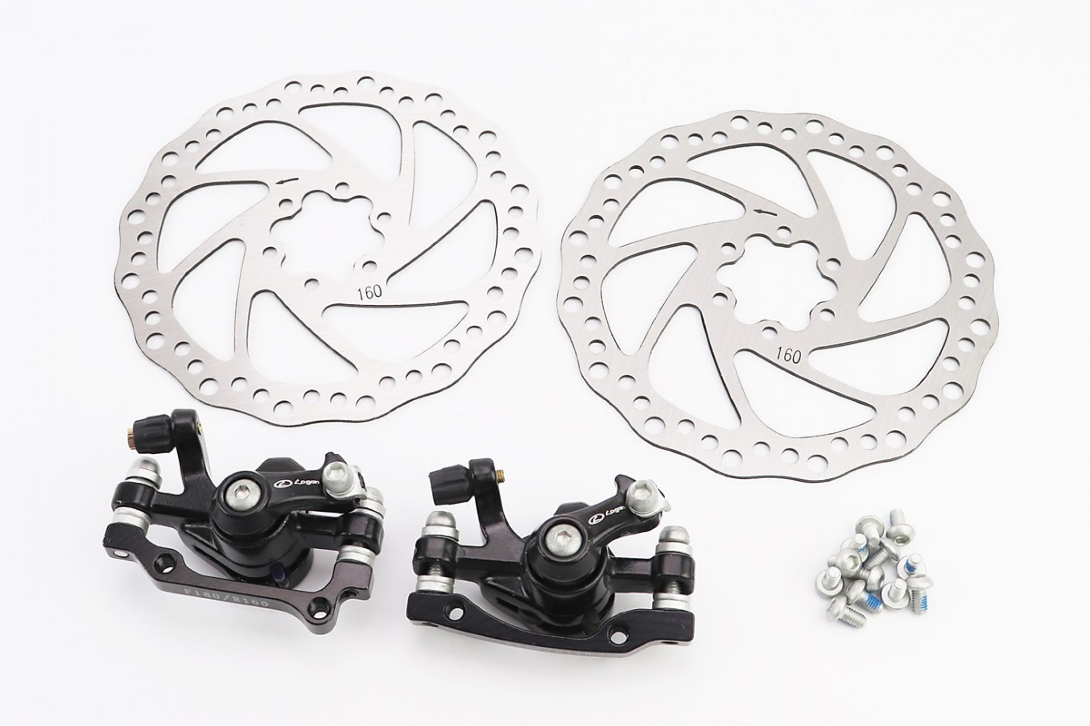 Тормоз Disk-brake передний (F160/R140мм)+задний (F180/R160мм), диски 160мм, крепл. 6 болтов, чёрный DX-2018, тип 1 KS