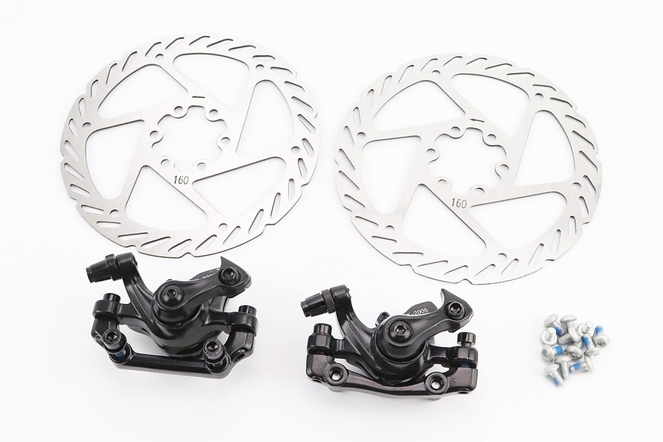 Тормоз Disk-brake передний (F160/R140мм)+задний (F180/R160мм), диски 160мм, крепл. 6 болтов, чёрный DX-2005 KS