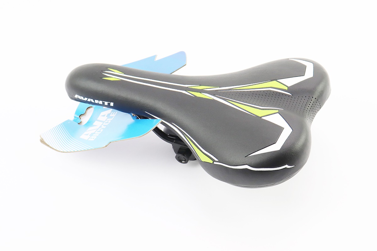 Седло велосипедное MTB 265x155мм, чёрно-зелёное AVY-6632 KS
