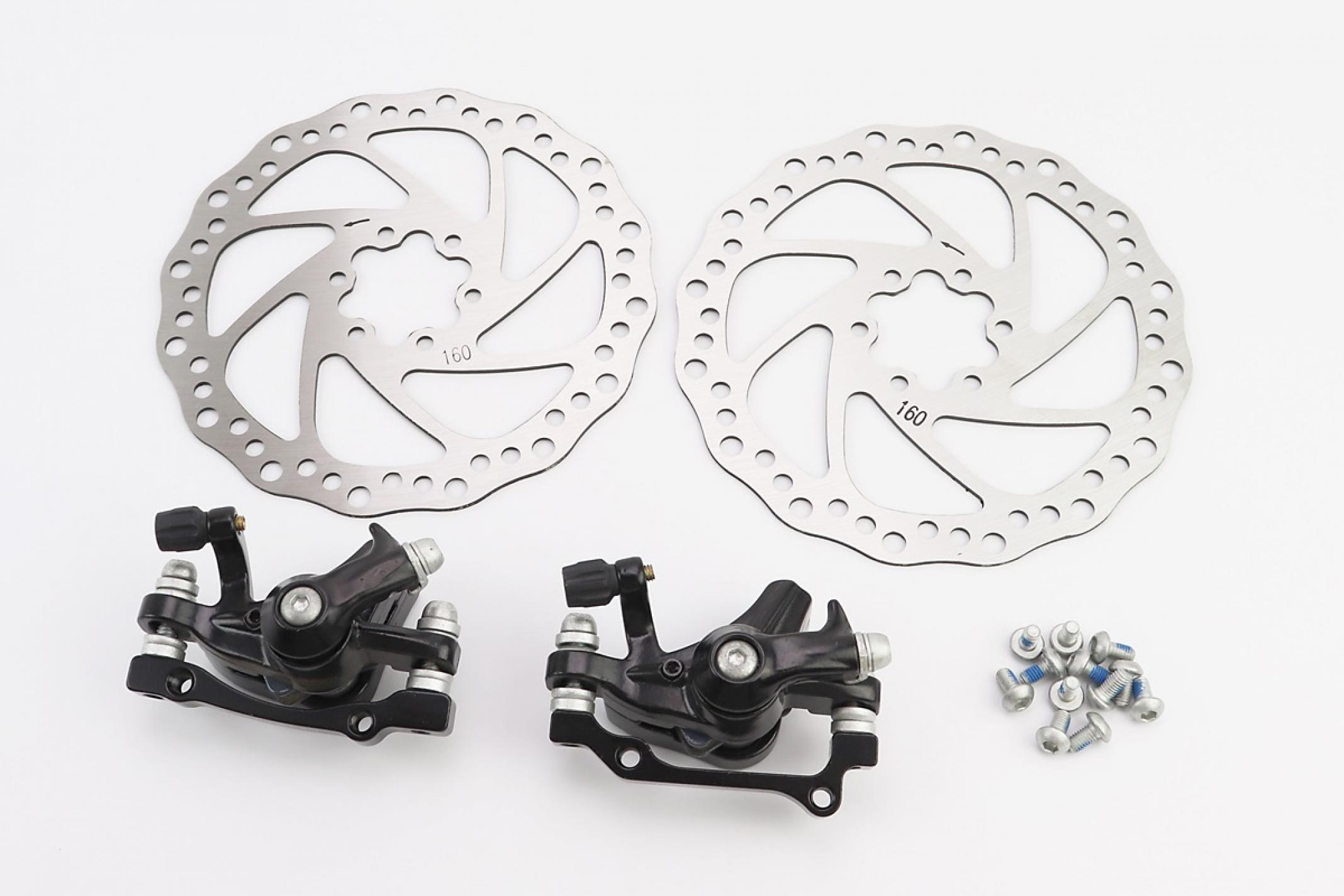 Тормоз Disk-brake передний (F160/R140мм)+задний (F180/R160мм), диски 160мм, крепл. 6 болтов, чёрный DX-2007 KS