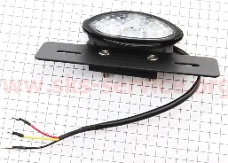 Фонарь задний овальный LED c кронштейном крепления номерного знака, ЧЁРНЫЙ KS