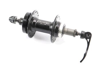 Втулка заднего колеса велосипеда (алюминий) 14Gx36H под вольнобег, Disk-brake, 2 пром-подшипники 6000 2RS, крепл. эксцентрик, чёрная D242SBT