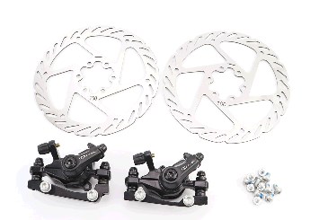 Тормоз Disk-brake передний (F160/R140мм)+задний (F180/R160мм), диски 160мм, крепл. 6 болтов, чёрный DX-2019