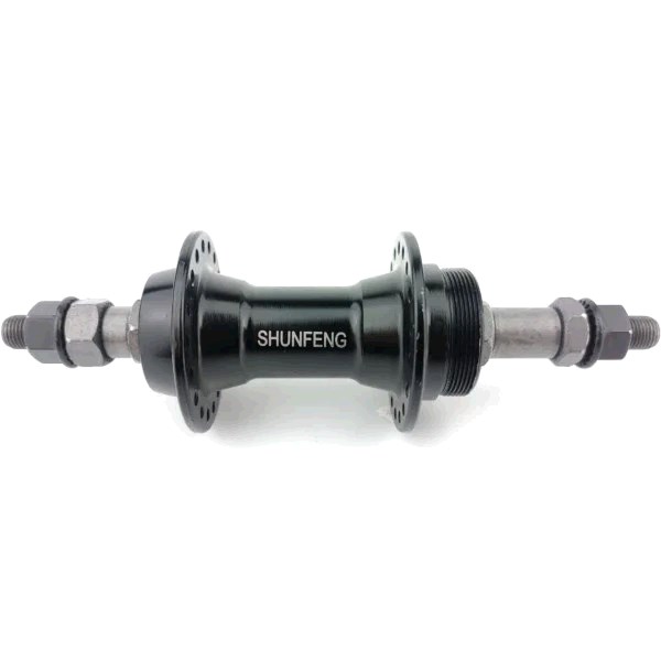 Втулка заднего колеса велосипеда (36 спиц, 14G) под свободобег, V-brake, 2 пром-подшипника 6200 2RS, креп. гайка, черная FB-A201B L-175 Shunfeng B