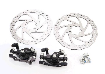 Тормоз Disk-brake передний (F160/R140мм)+задний (F180/R160мм), диски 160мм, крепл. 6 болтов, чёрный DX-2018, тип 1