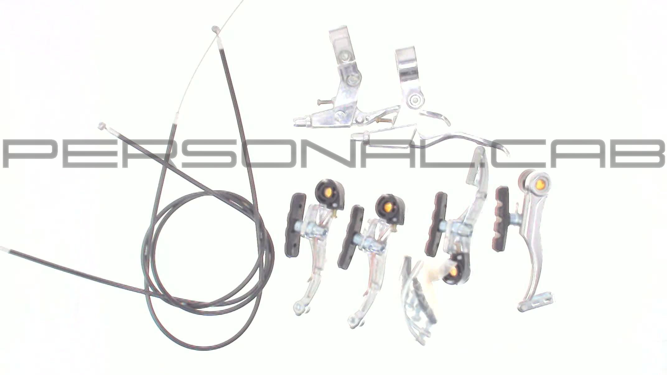 Тормоз велосипеда V-brake (хром) (+2 ручки, +2 троса L-1123/720mm) YKX