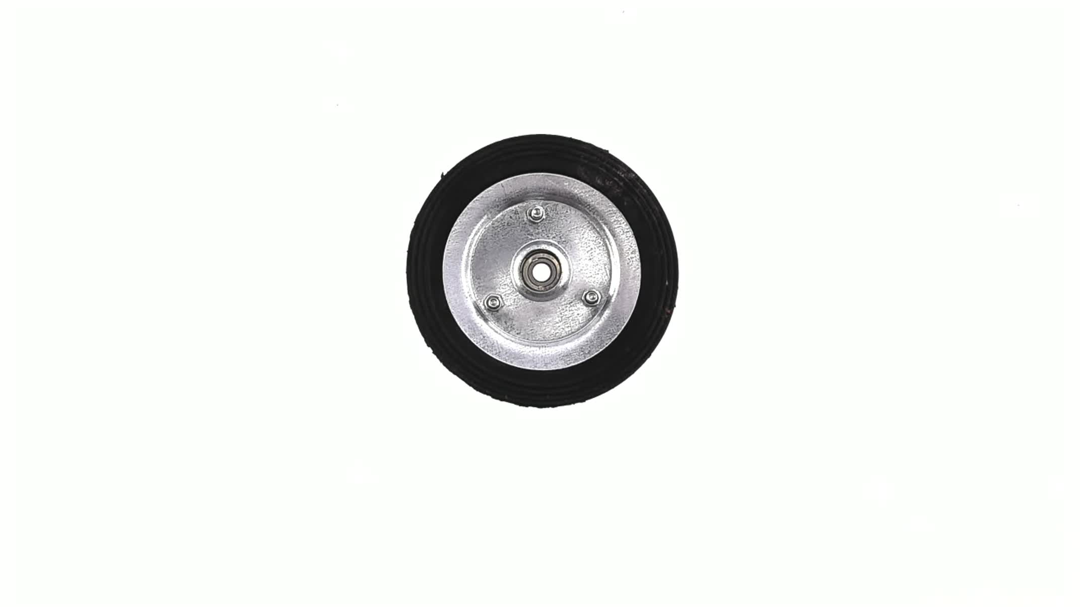 Колесо для тачек и платформ (литая резина) (125mm, под ось 8mm) MRHD