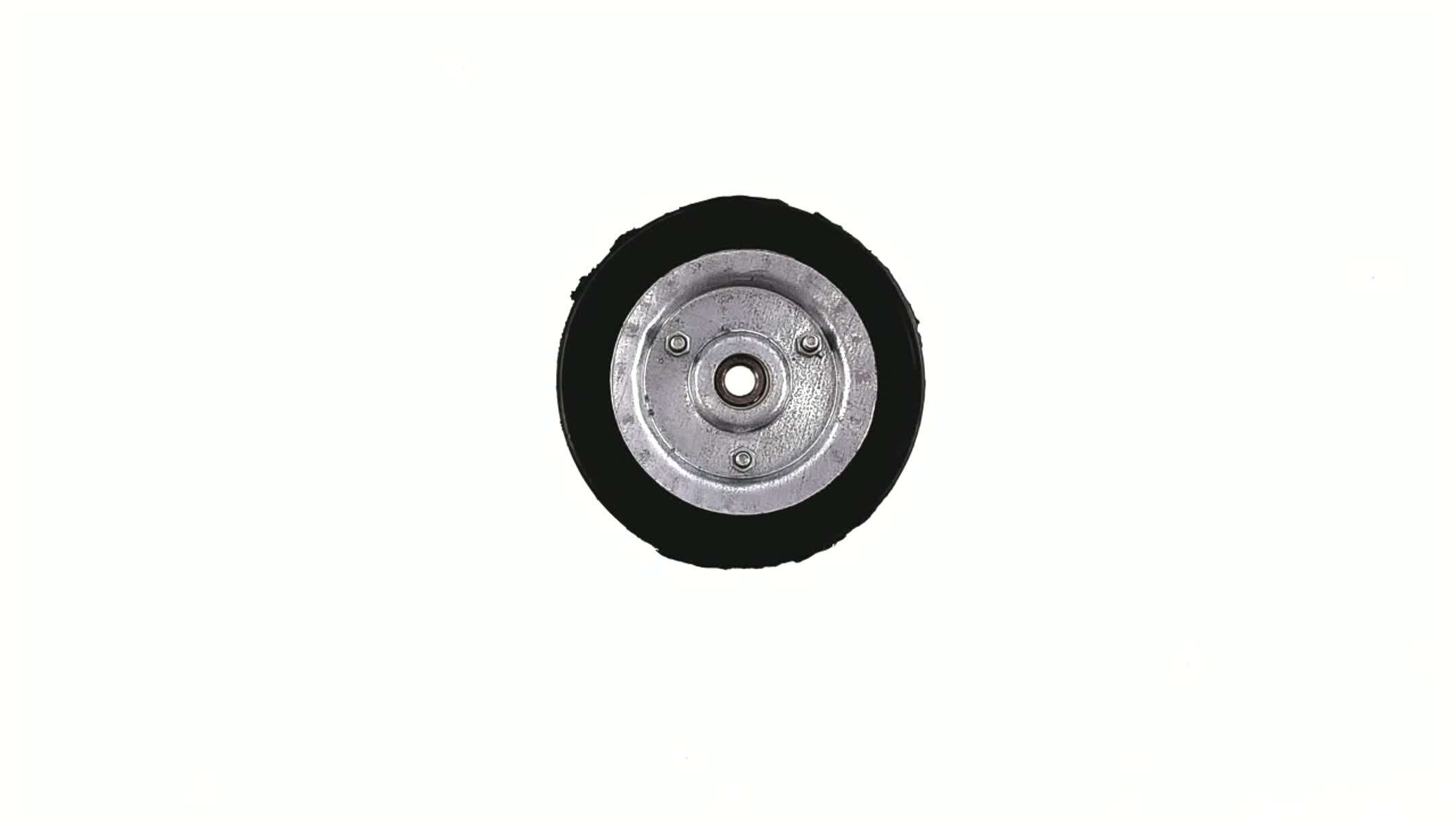 Колесо для тачек и платформ (литая резина) (125mm, под ось 10mm, 4 болта) MRHD