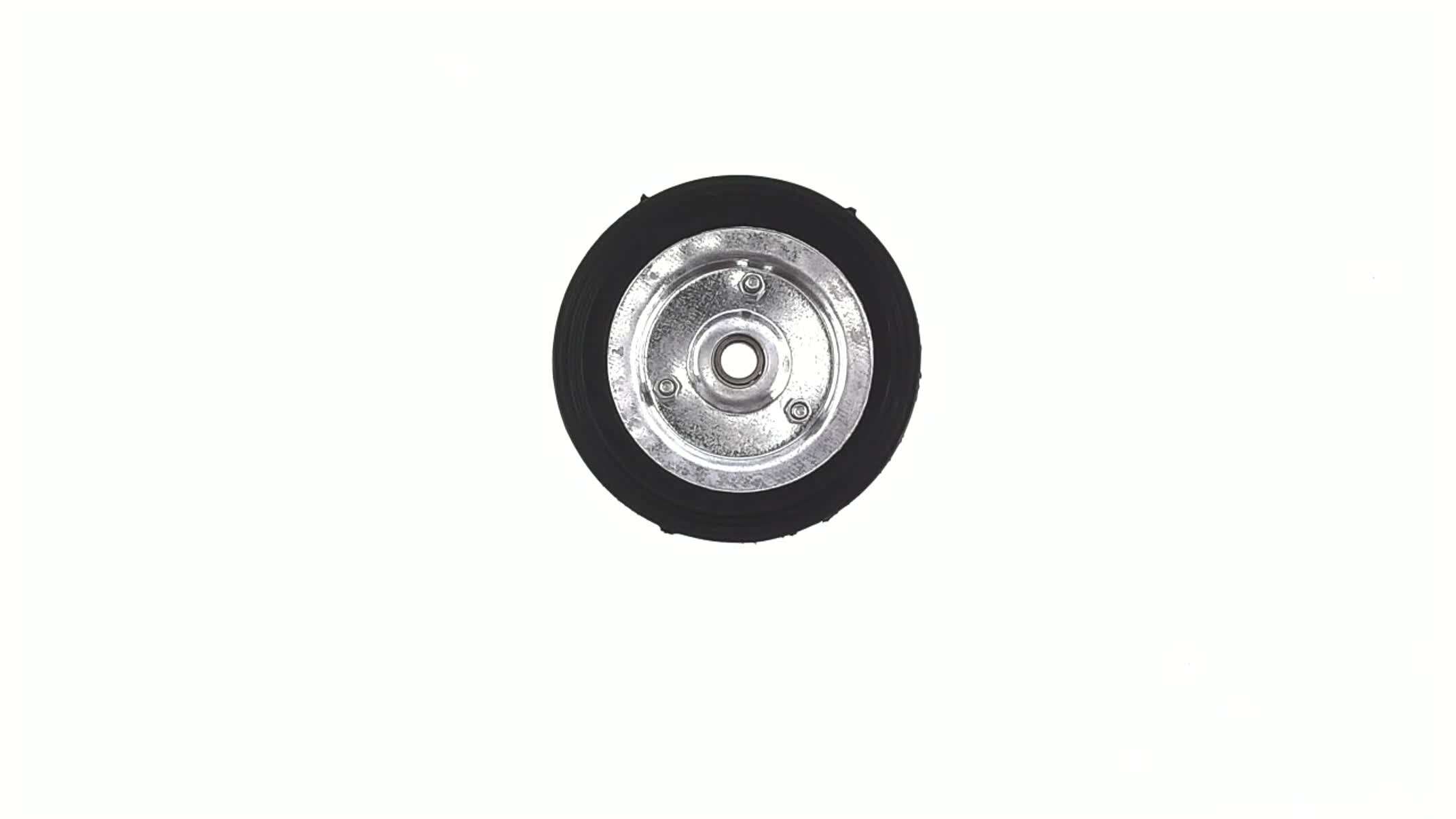Колесо для тачек и платформ (литая резина) (125mm, под ось 12mm) MRHD