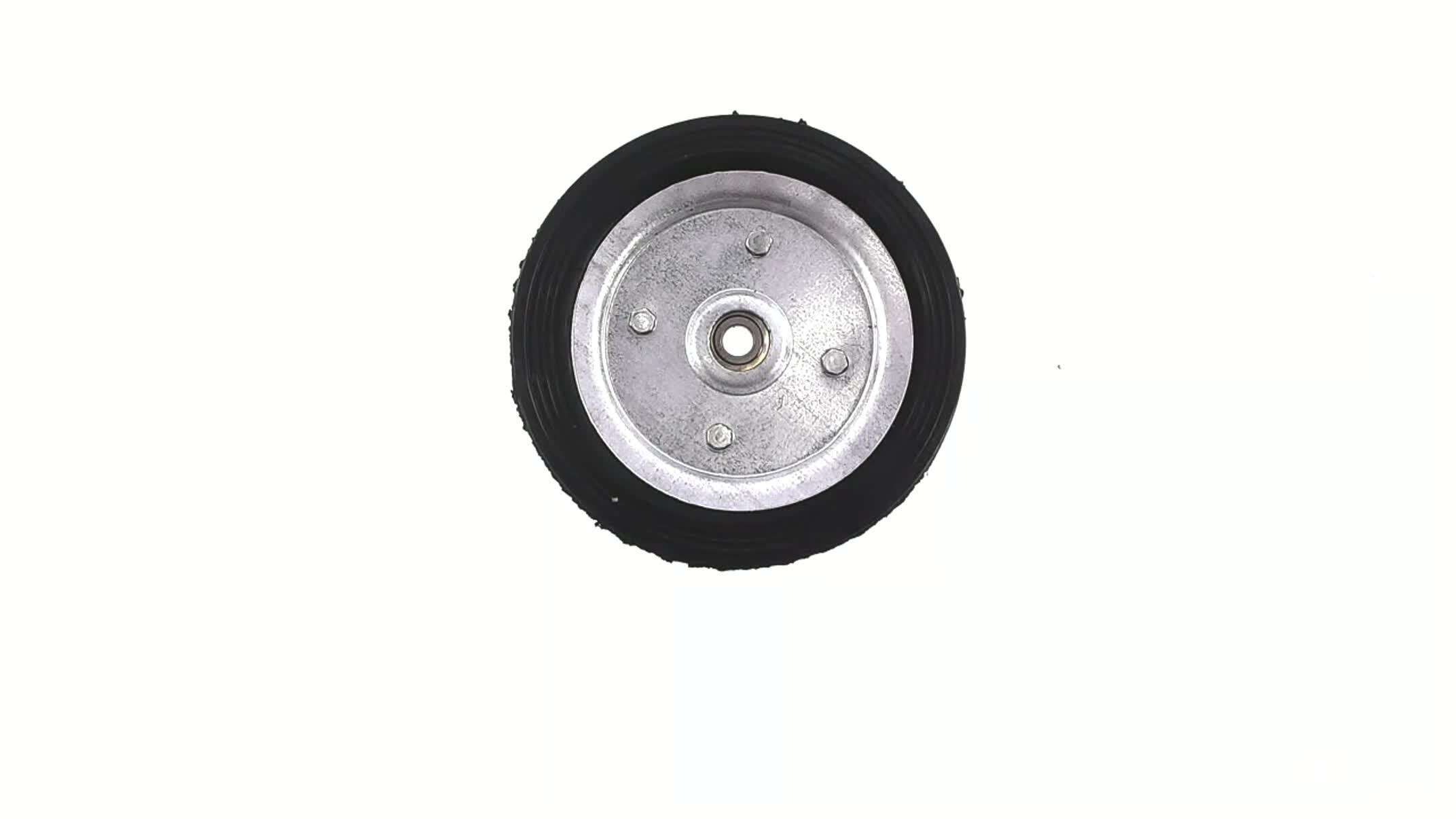 Колесо для тачек и платформ (литая резина) (160mm, под ось 10mm, 4 болта) MRHD