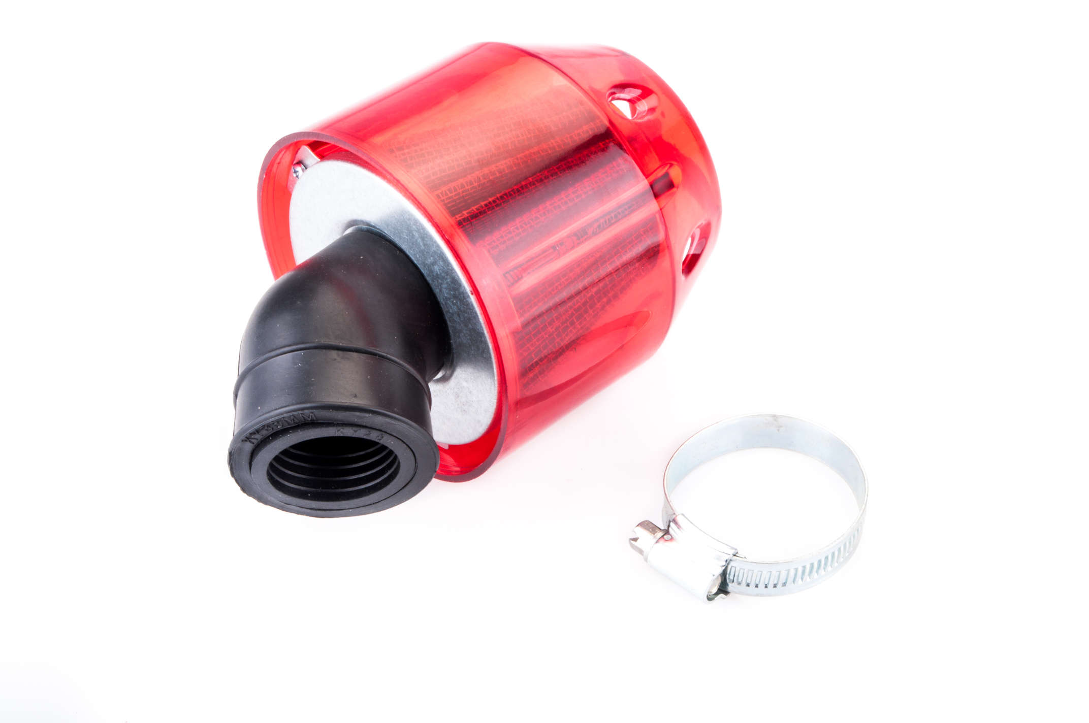 Фильтр воздушный (нулевик) Ø28-40mm, 45* (колокол, красный, прозрачный) KM (mod:KY-A-134)