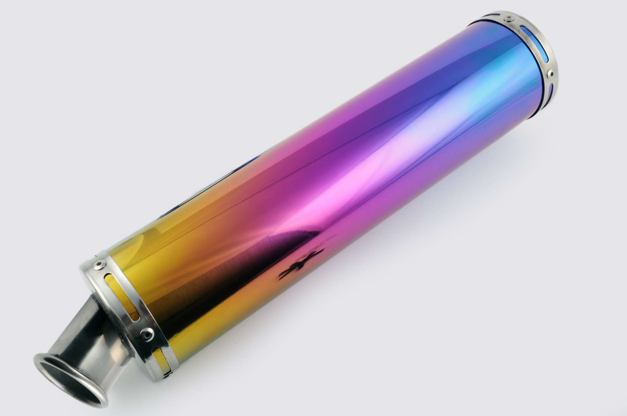 Глушитель (тюнинг) 420*100mm, креп. Ø78mm (нержавейка, радуга, прямоток, без креплений, mod:51)