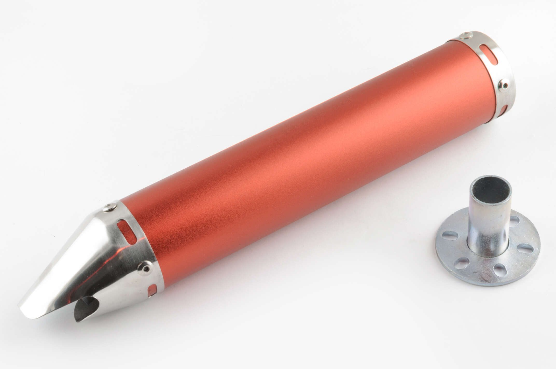 Глушитель (тюнинг) 280*60mm, креп. Ø48mm (нержавейка, сигара, красный, прямоток, mod:4)