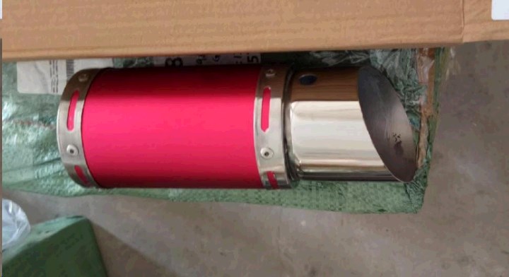 Глушитель (тюнинг) 170*100mm, креп. Ø78mm (нержавейка, короткий, красный, прямоток, mod:3)