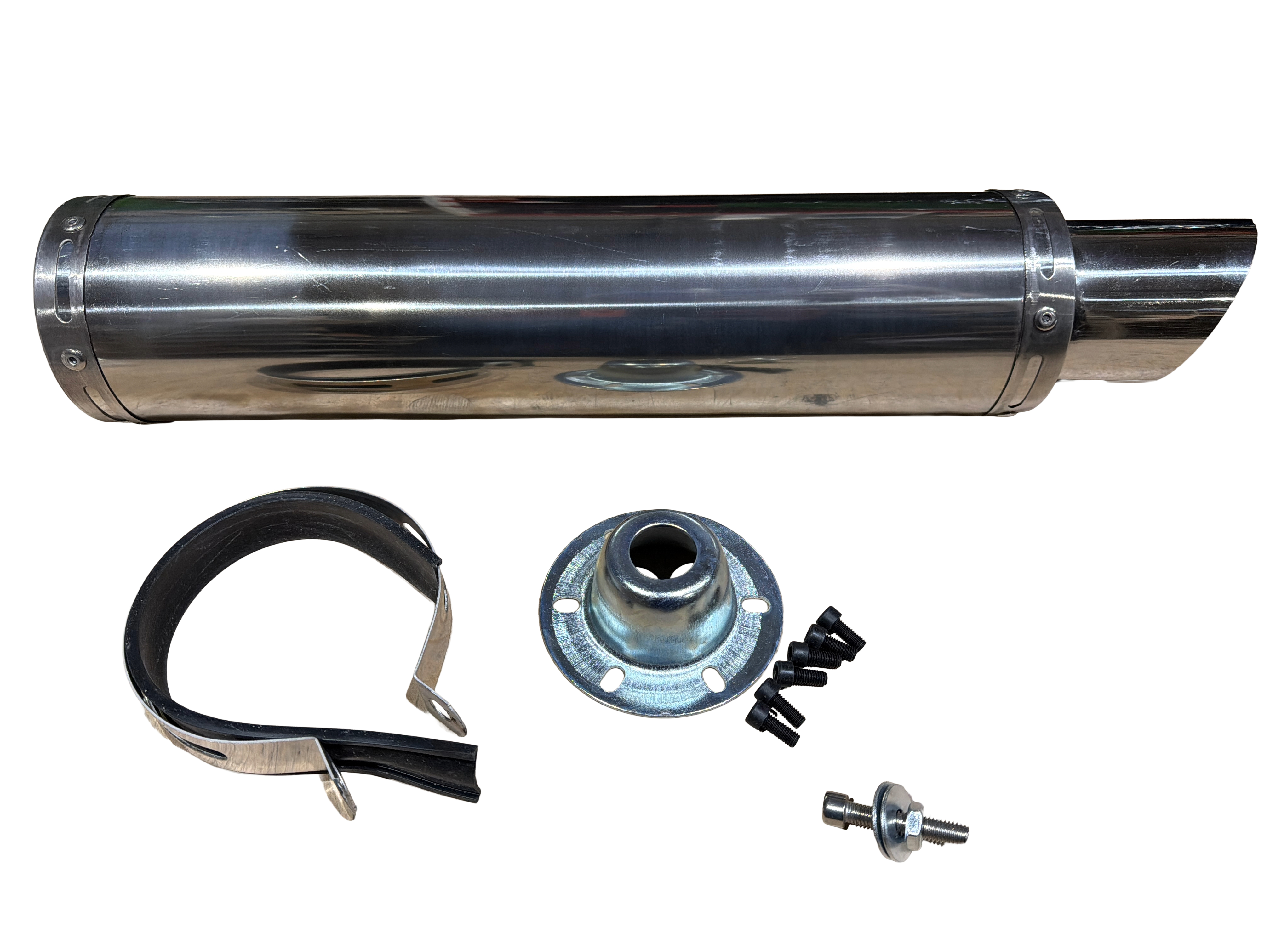 Глушитель (тюнинг) 420*100mm, креп. Ø78mm (хром, прямоток, mod:23)