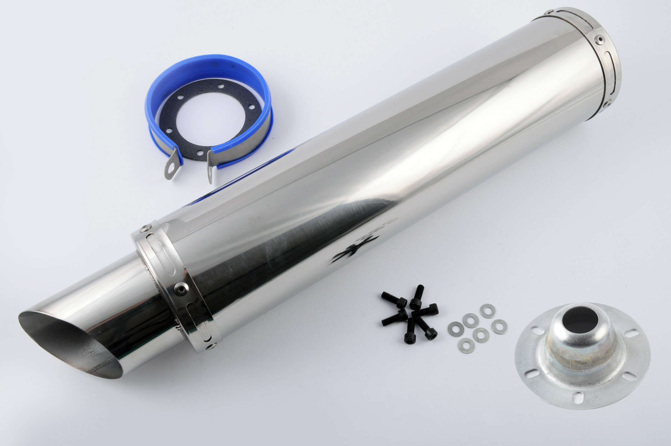 Глушитель (тюнинг) 420*100mm, креп. Ø78mm (нержавейка, хром, прямоток, mod:4)