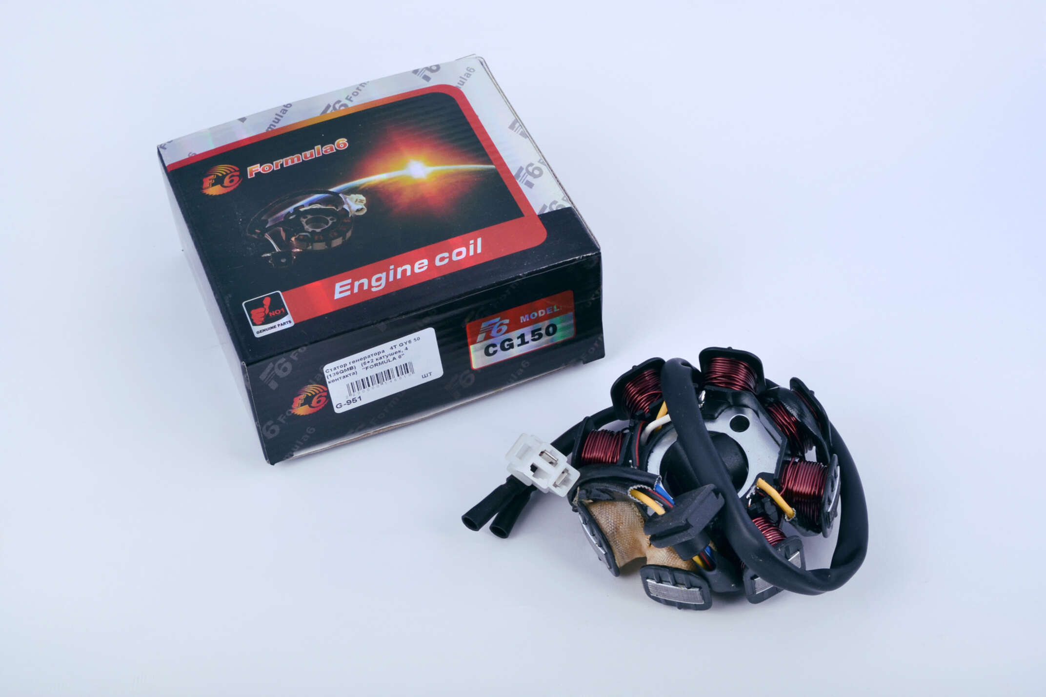 Статор генератора 4T GY6 50 (6+2 катушек, 4 контакта) FORMULA 6 (#SL)