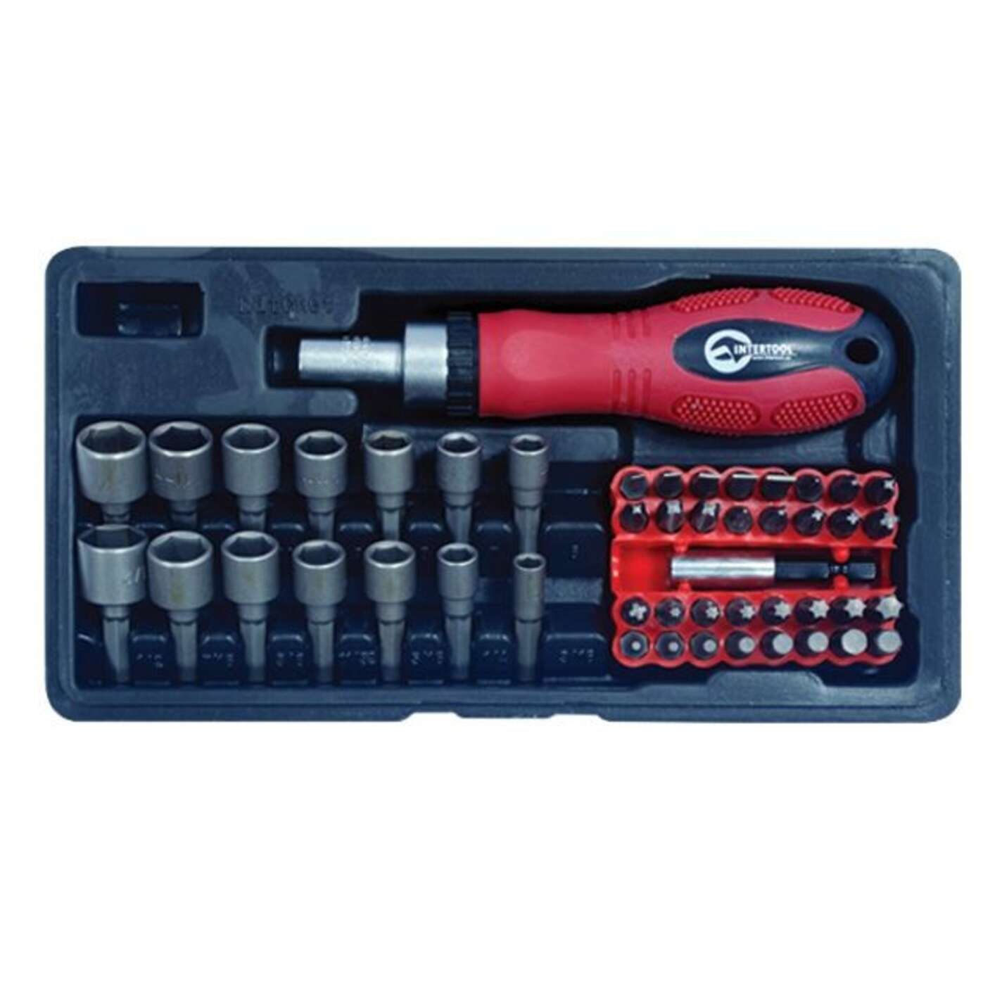 Отвертка реверсивная с комплектом насадок 48 ед. INTERTOOL