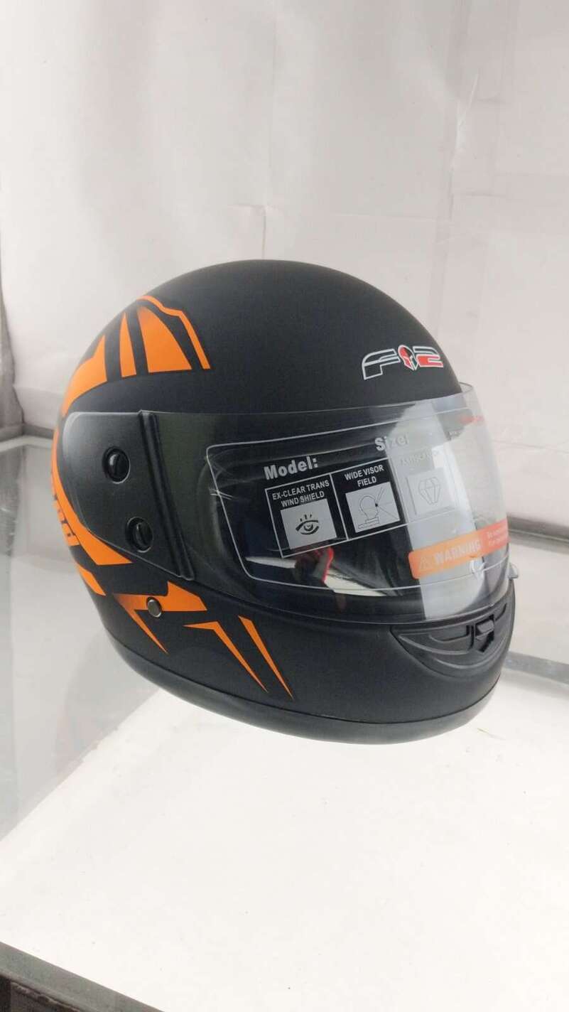 Шлем-интеграл (mod: F2-825-1) (size XS, Flat black with neon orange) ST