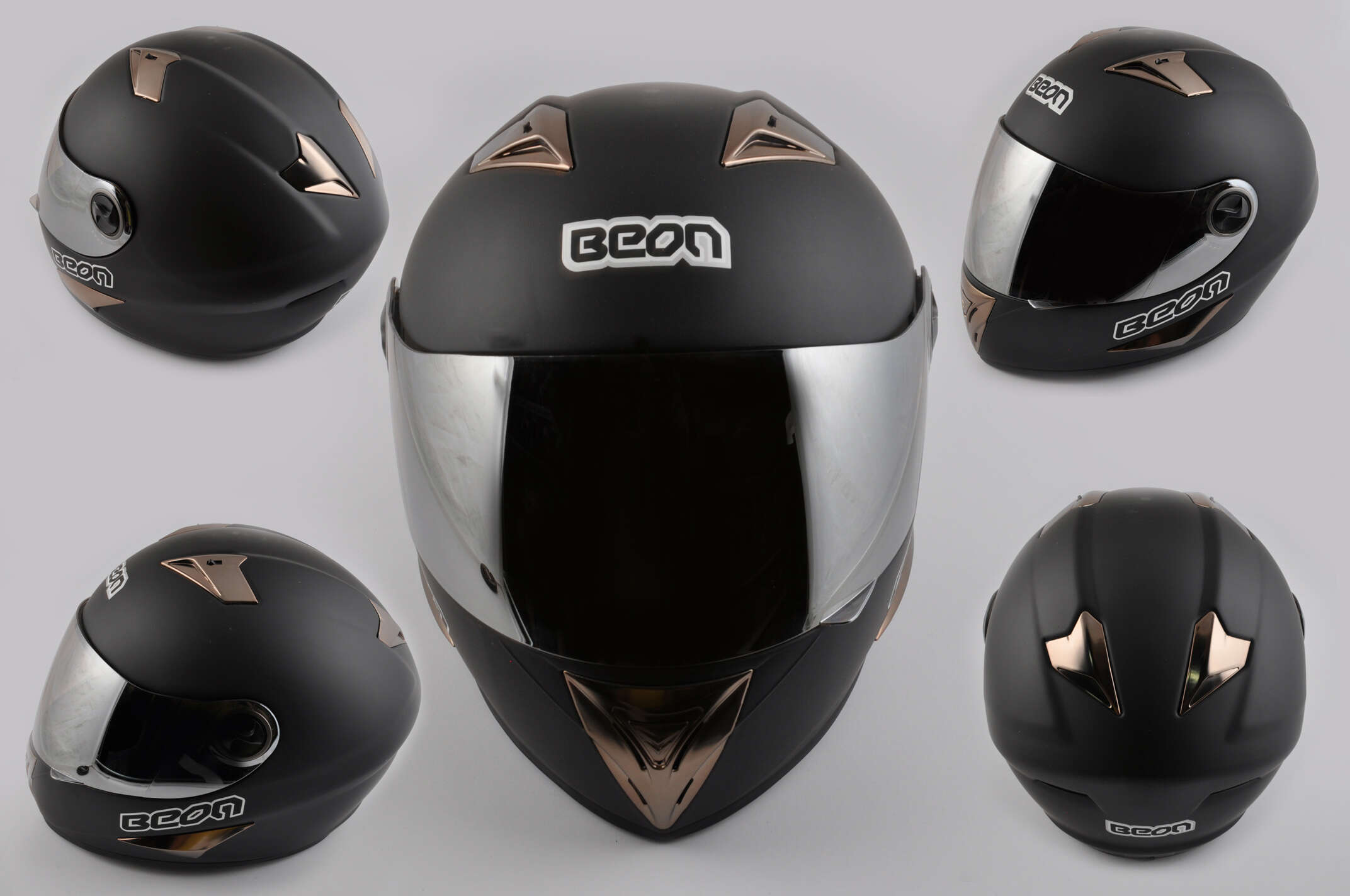 Шлем-интеграл (mod:B-500) (size:M, черный матовый, зеркальный визор, X-CELERATE) BEON