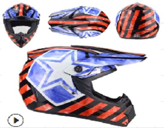 Шлем кроссовый (mod:225) (size:L, черный, BLUE STAR)