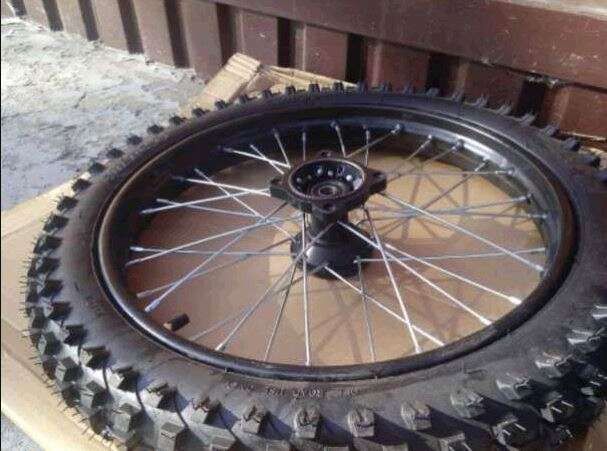 Колесо (в сборе) (переднее) 60/100-14 TT (камерное, спицованое) PITBIKE KS