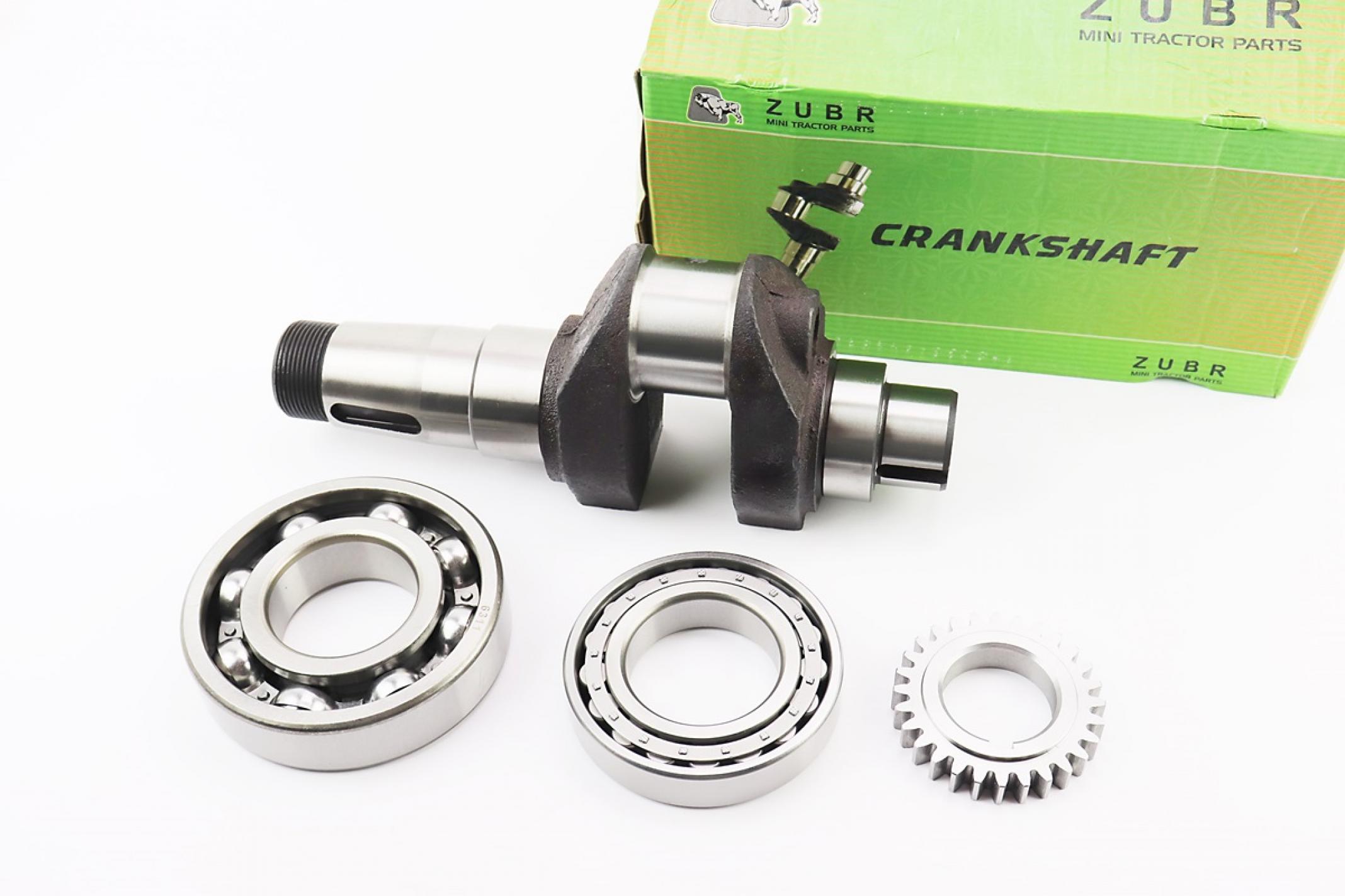 Коленвал м/б R185N/R190N (Dболта-М12x1,5, Dшейки-52mm, H-105mm) +подшипники+шестерня KS