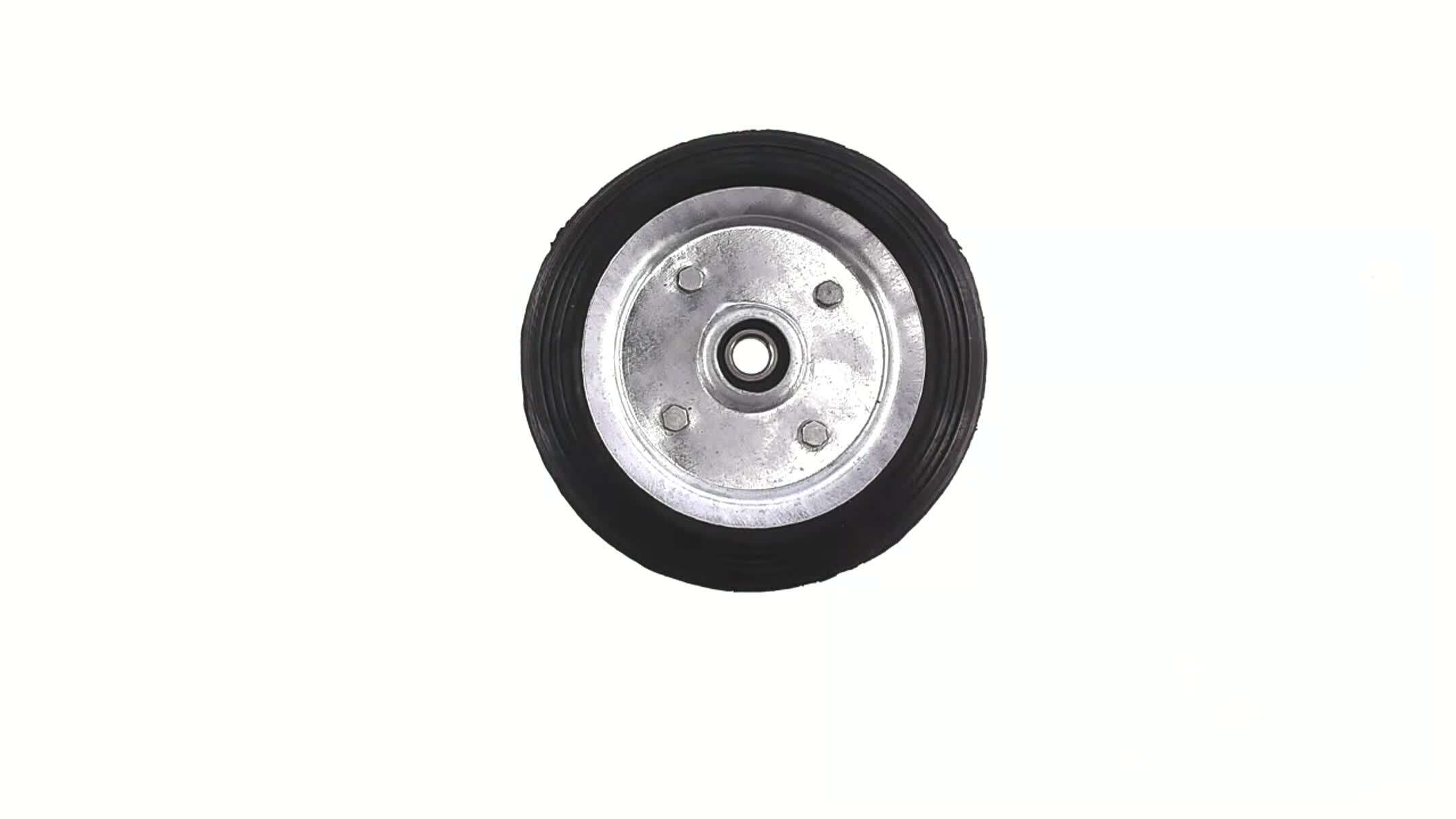 Колесо для тачек и платформ (литая резина) (160mm, под ось 12mm) MRHD