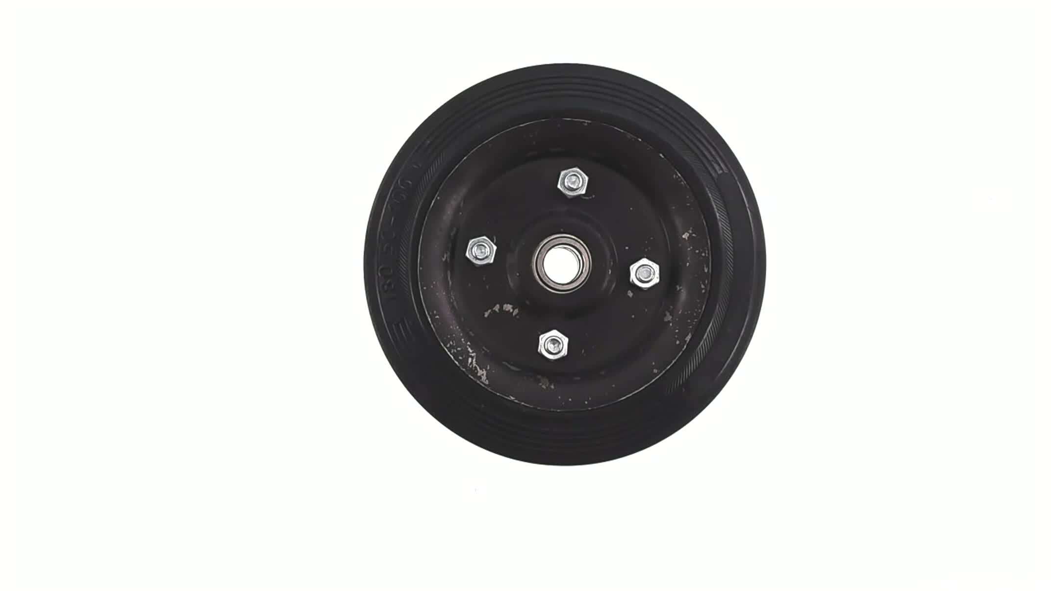Колесо для тачек и платформ (литая резина) (180/50- 100mm, под ось 17mm) (2 подшипника) MRHD