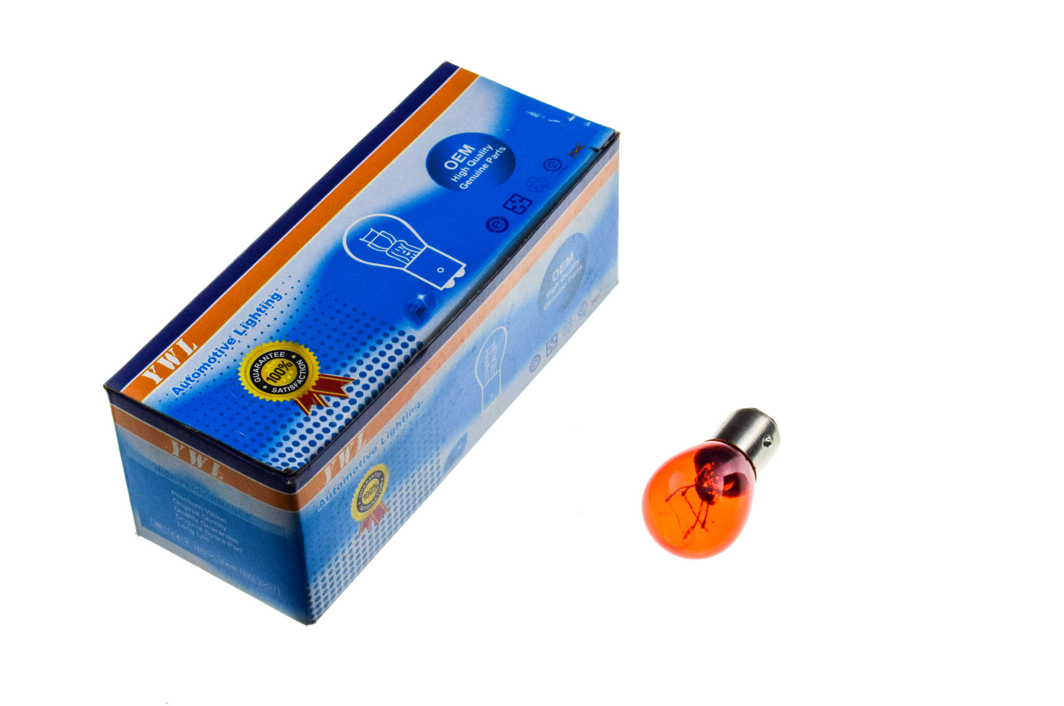Лампа S25 (двухконтактная) 12V 21W/5W (стоп, габарит) (красная) YWL