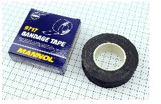 Лента изоляционная 0,15 мм x 25 мм x 10 м черная тканевая, полиэфирная BANDAGE TAPE KS